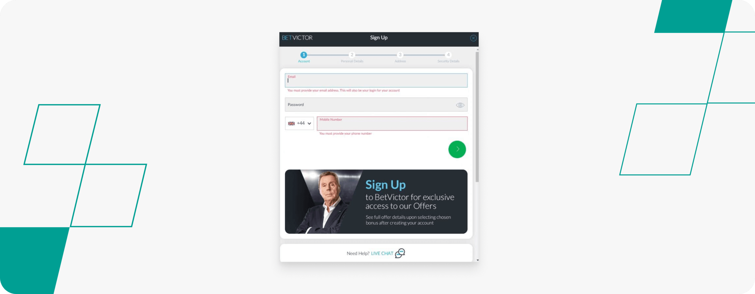 BetVictor - Registration Form 1 