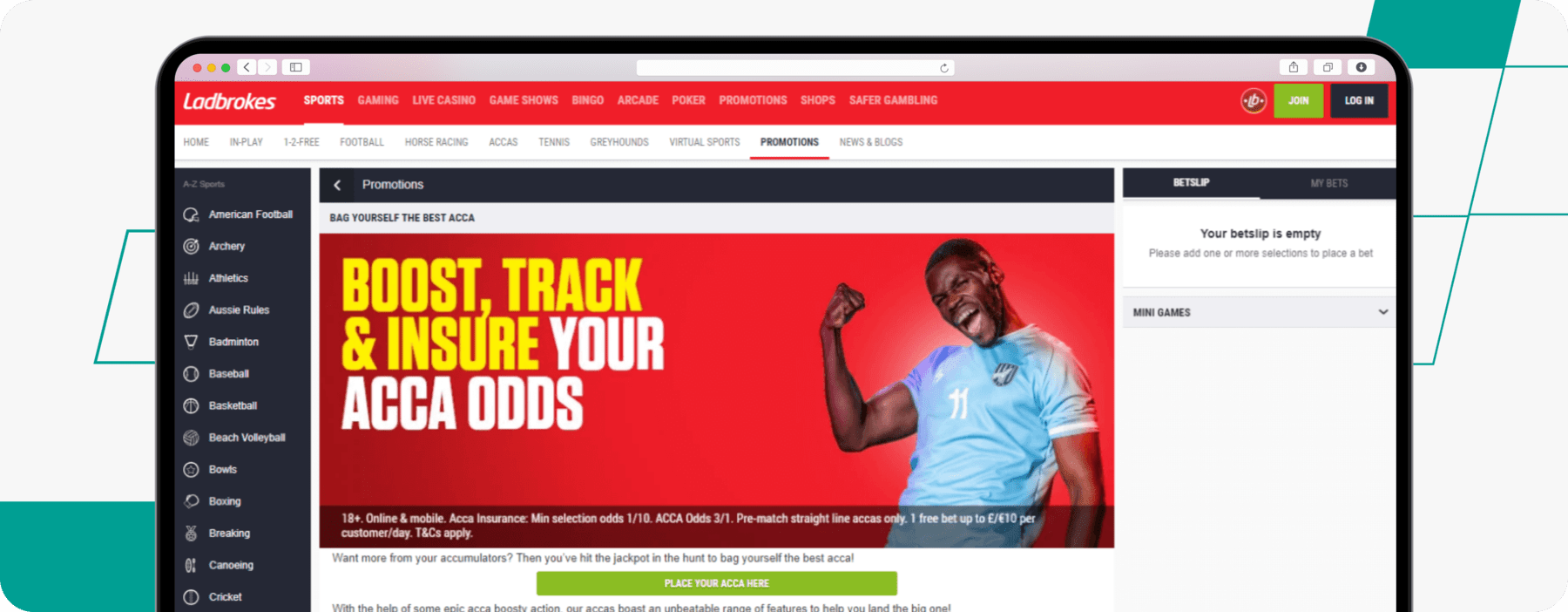 desktop Screenshot of Ladbrokes Acca Insurance Offer