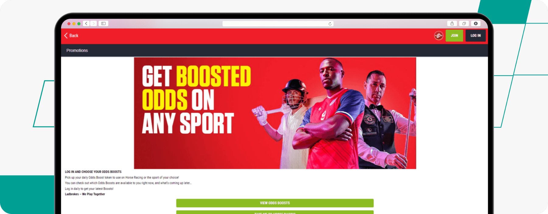 desktop Screenshot of Ladbrokes Odds Boost Offer